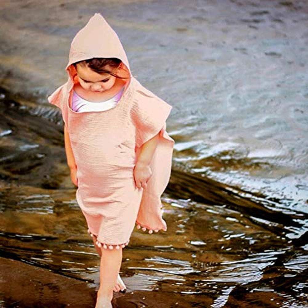 KMBANGI Toddler Kids Baby Girls Boys Summer Clothes Hooded Swim Suit Cover Ups with Pom Poms Cotton Cloak