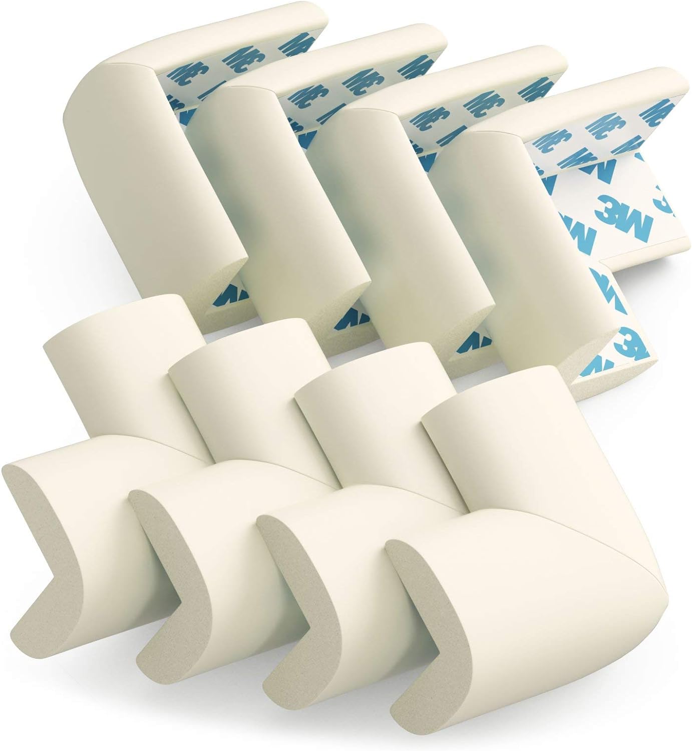 Table Corner Protectors for Baby - Pre-Taped Corner Guards, 8 Pack, Large, Off White
