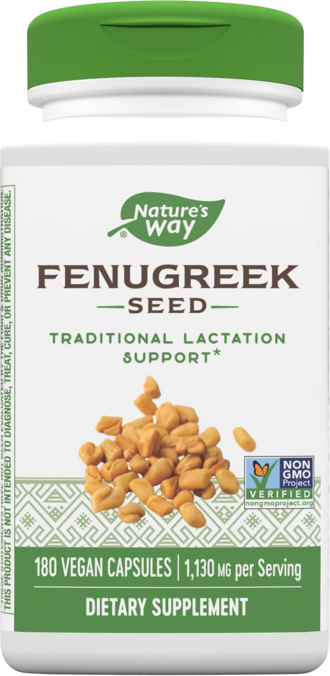 Nature's Way Fenugreek Seed, Traditional Lactation Supplement for Breastfeeding Support*, 1,130 mg, 320 Vegan Capsules