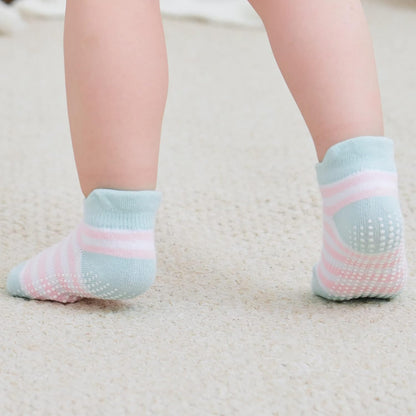 Zaples Baby Non Slip Grip Ankle Socks with Non Skid Soles for Infants Toddlers Kids Boys Girls