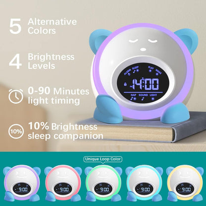 OK to Wake Clock for Kids, Sleep Training Clock with Night Light and Sound Machine, Kids Alarm Clock for Bedrooms, Blue