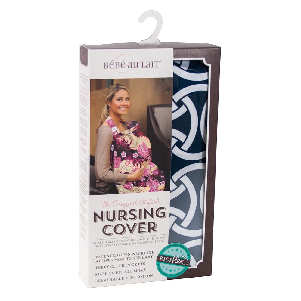 BEBE AU LAIT - 100% Premium Cotton Privacy Nursing Cover with Open Neckline. Lightweight, Breathable Breastfeeding Blanket. One Size Fits All (Haven)