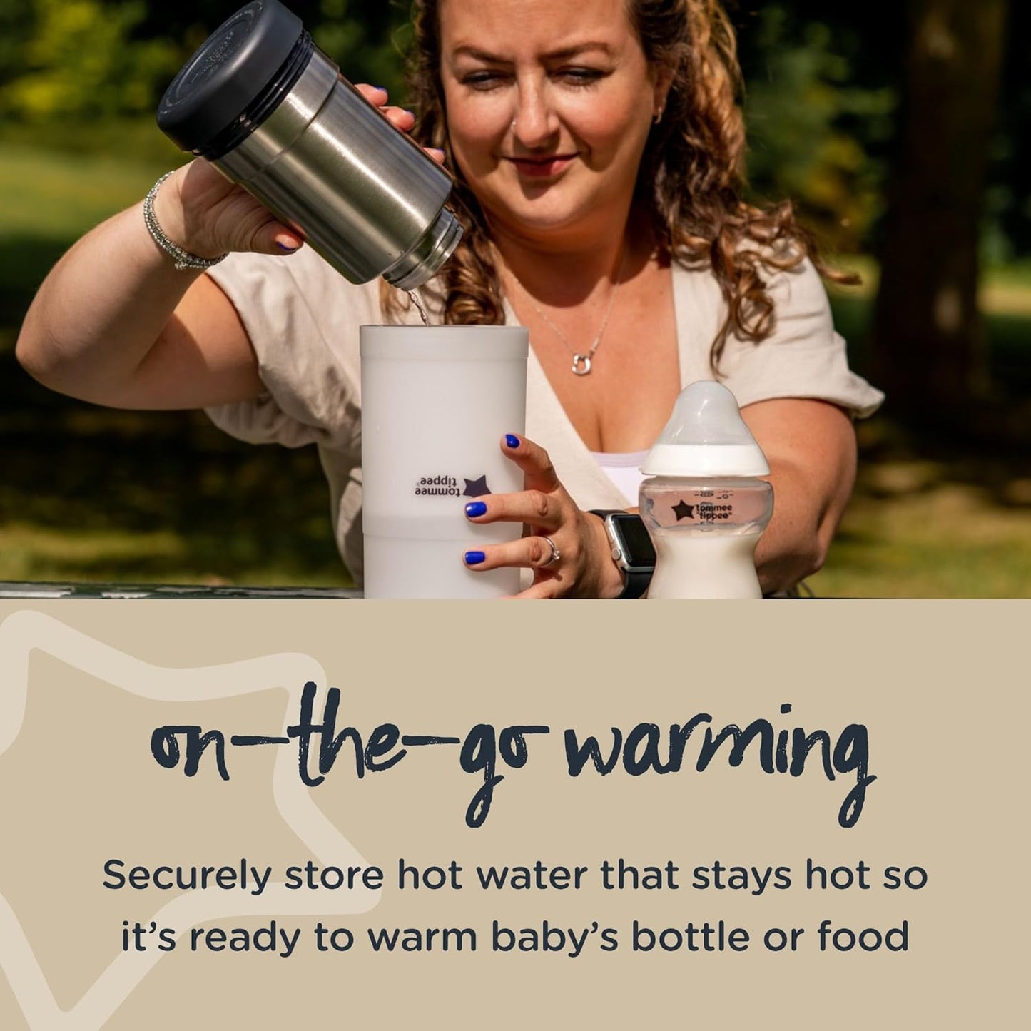 Tommee Tippee Portable Travel Baby Bottle and Food Warmer, Ideal for Travel, Thermal Insulation, Stainless Steel Flask with Leak-Proof Lid, BPA Free