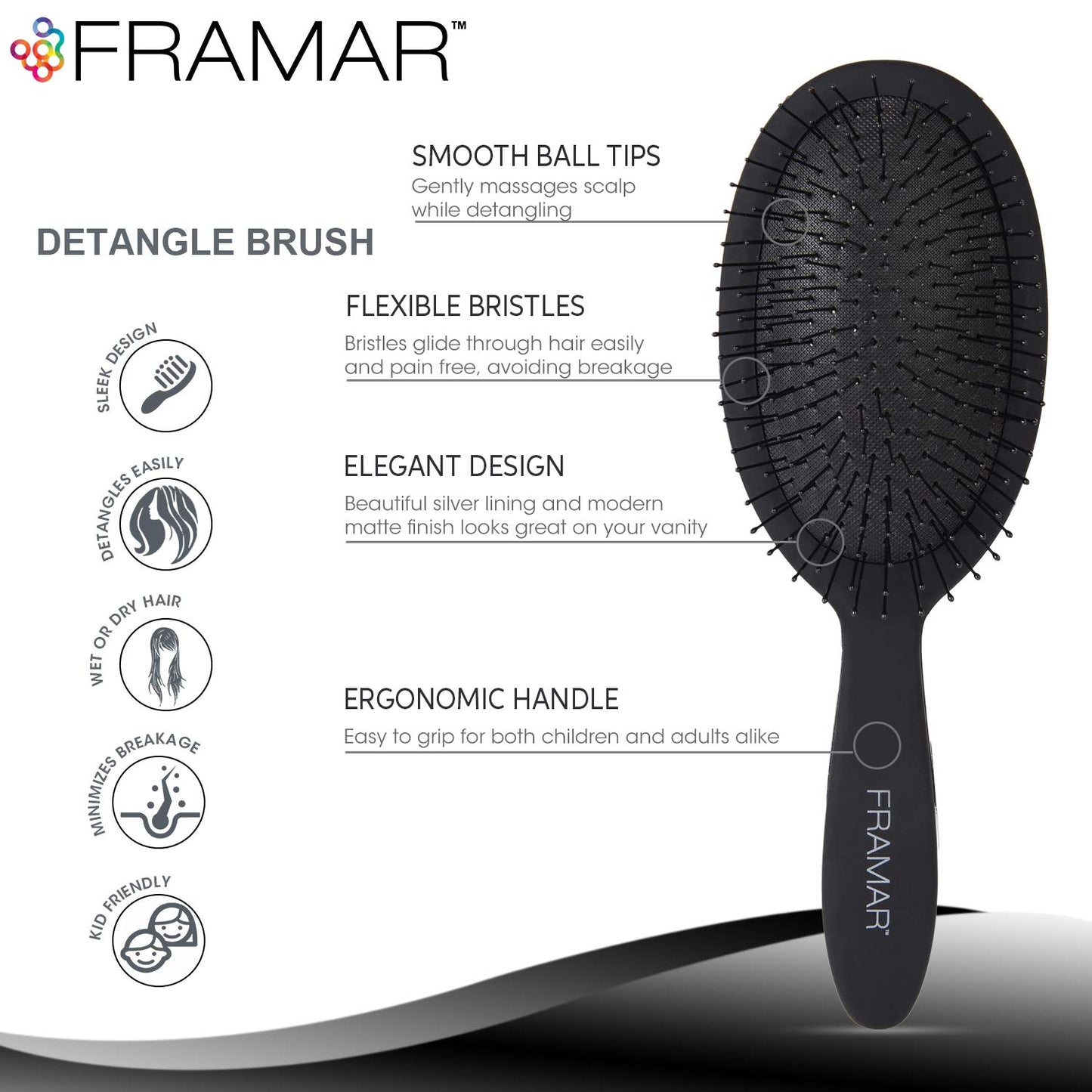 Framar Detangling Brush for Curly Hair – Hair Brushes for Women Detangler, Hair Brush Women, Hair Detangler Brush for Curly Hair, Elegant Hair Brush Detangler Kids Hair Brush