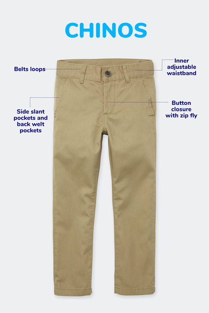 The Children's Place Baby Boys' and Toddler Stretch Chino Pants, Flax Single, 2T