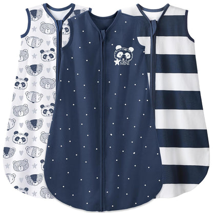 Yoofoss Baby Sleep Sack 0-6 Months Wearable Blanket for Babies 100% Cotton 2-Way Zipper TOG 0.5 Toddler Sleeping Sack 3 Pack, Comfy Lightweight Sleep Sacks