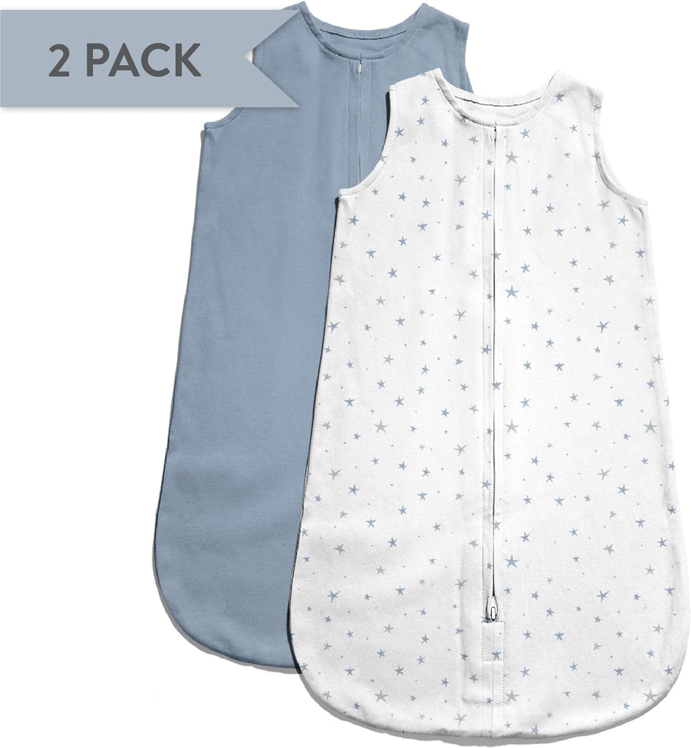 Baby Wearable Blanket - Cotton Sleep Sack 0-3,3-6, 6-12, 12-18 Months - 2 Pack Set for Baby Boy and Girl, Pink, Blue & Grey