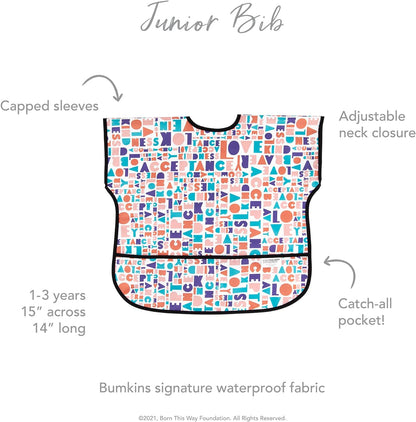 Bumkins Bibs, Baby and Toddler Bibs, Bibs for Girls and Boys, Large for 1-3 Years, Short Sleeve Waterproof Bib for Kids