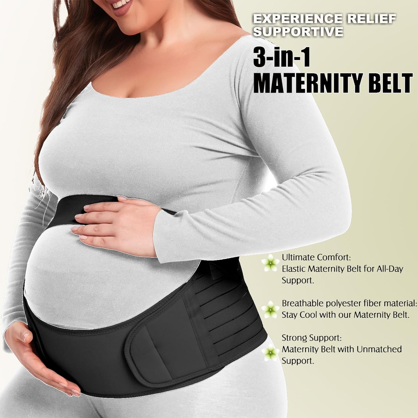 Pregnancy Belly Support Band Maternity Belt Back Support Belly Bands for Pregnant Women Lightweight Belly Band Back Brace Pregnancy Belly Support Pregnancy Must Haves for Pregnant Women,Black,Medium