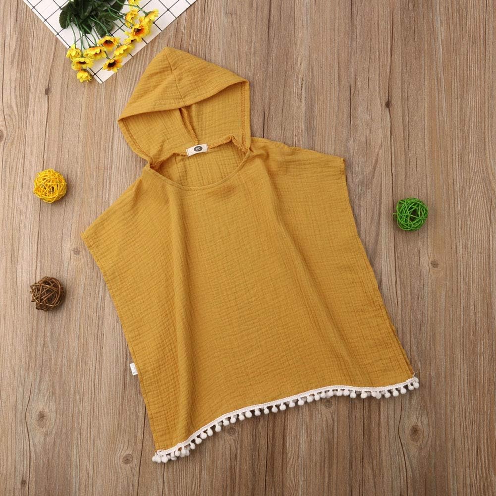 KMBANGI Toddler Kids Baby Girls Boys Summer Clothes Hooded Swim Suit Cover Ups with Pom Poms Cotton Cloak