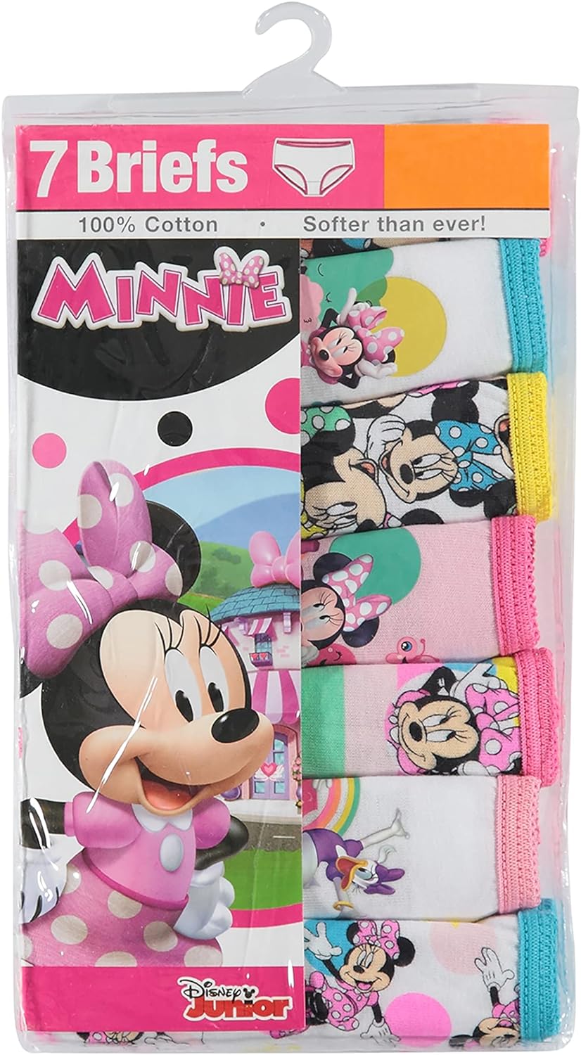 Disney Girls' Minnie Mouse Underwear Multipacks with Assorted Prints in Sizes 2/3t, 4t, 4, 6, 8 and 10