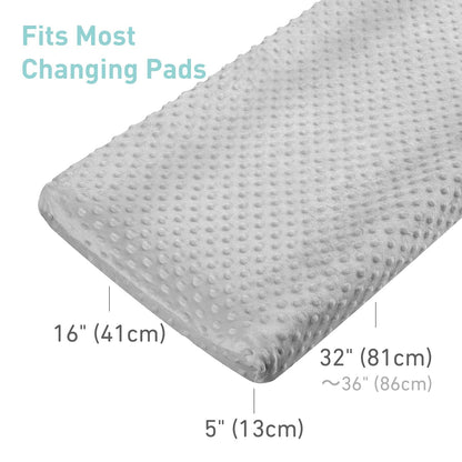 Babebay Changing Pad Cover - Ultra Soft Minky Dots Plush Changing Table Covers Breathable Changing Table Sheets Wipeable Changing Pad Covers Suit for Baby Boy and Baby Girl (Pink & Lt Gray)