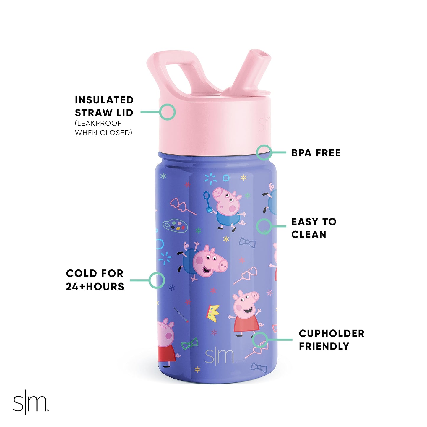 Simple Modern Kids Water Bottle with Straw Lid | Insulated Stainless Steel Reusable Tumbler for Toddlers, Boys | Summit Collection | 14oz, Dog Days