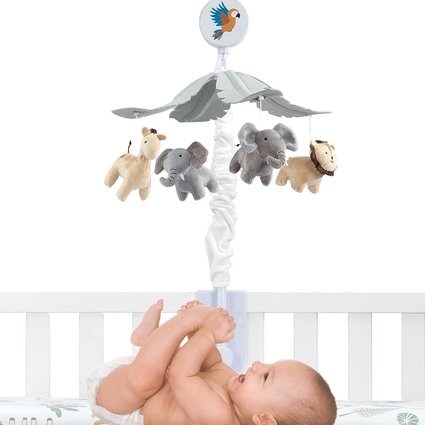 Lambs & Ivy Jungle Friends Musical Baby Crib Mobile Animals Soother Toy