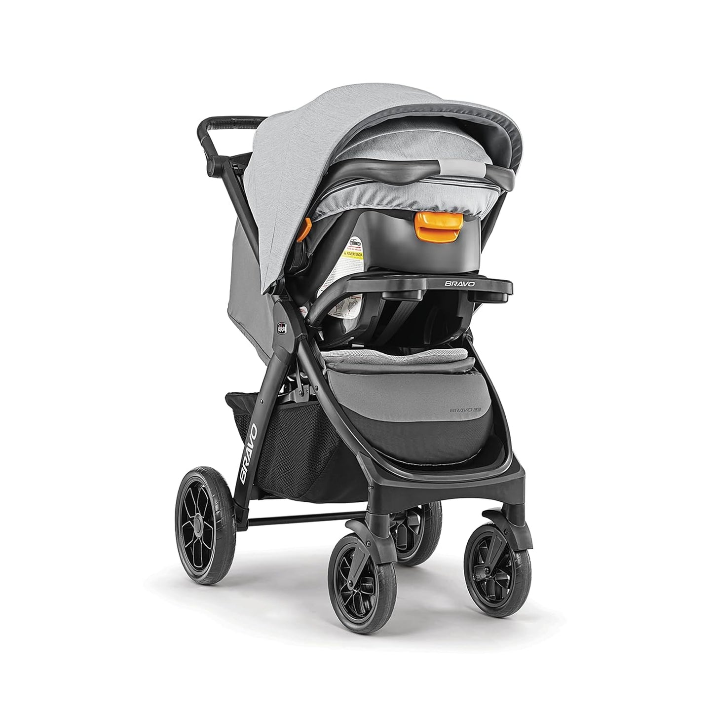 Chicco Bravo 3-in-1 Trio Travel System, Quick-Fold Stroller with KeyFit 30 Infant Car Seat and base | Camden/Black