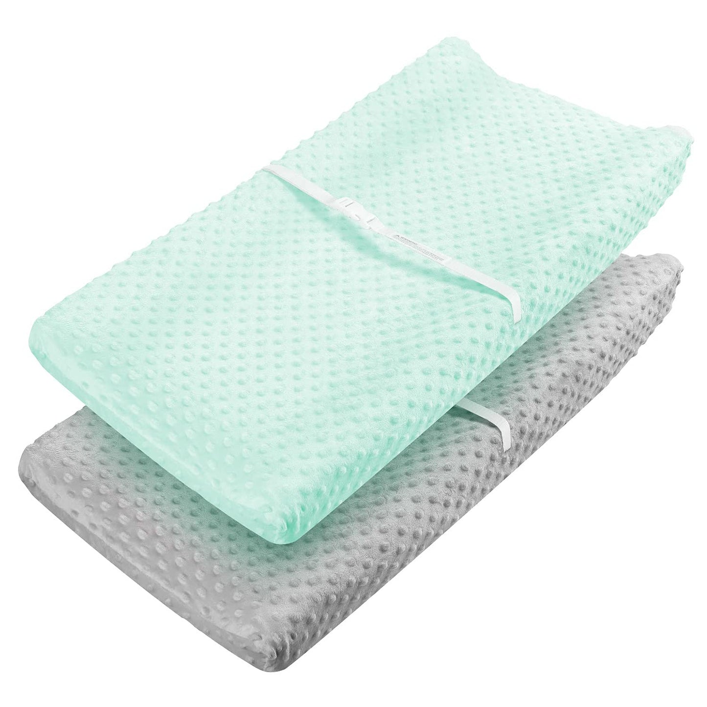 Babebay Changing Pad Cover - Ultra Soft Minky Dots Plush Changing Table Covers Breathable Changing Table Sheets Wipeable Changing Pad Covers Suit for Baby Boy and Baby Girl (Pink & Lt Gray)