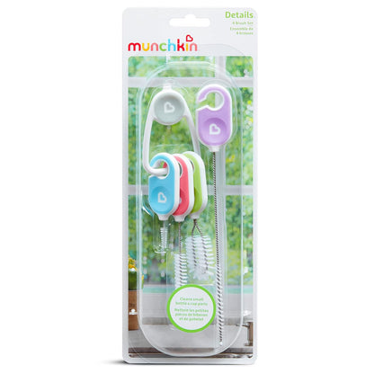 Munchkin® Details™ Bottle and Cup Cleaning Brush 4 Piece Set with Key Ring
