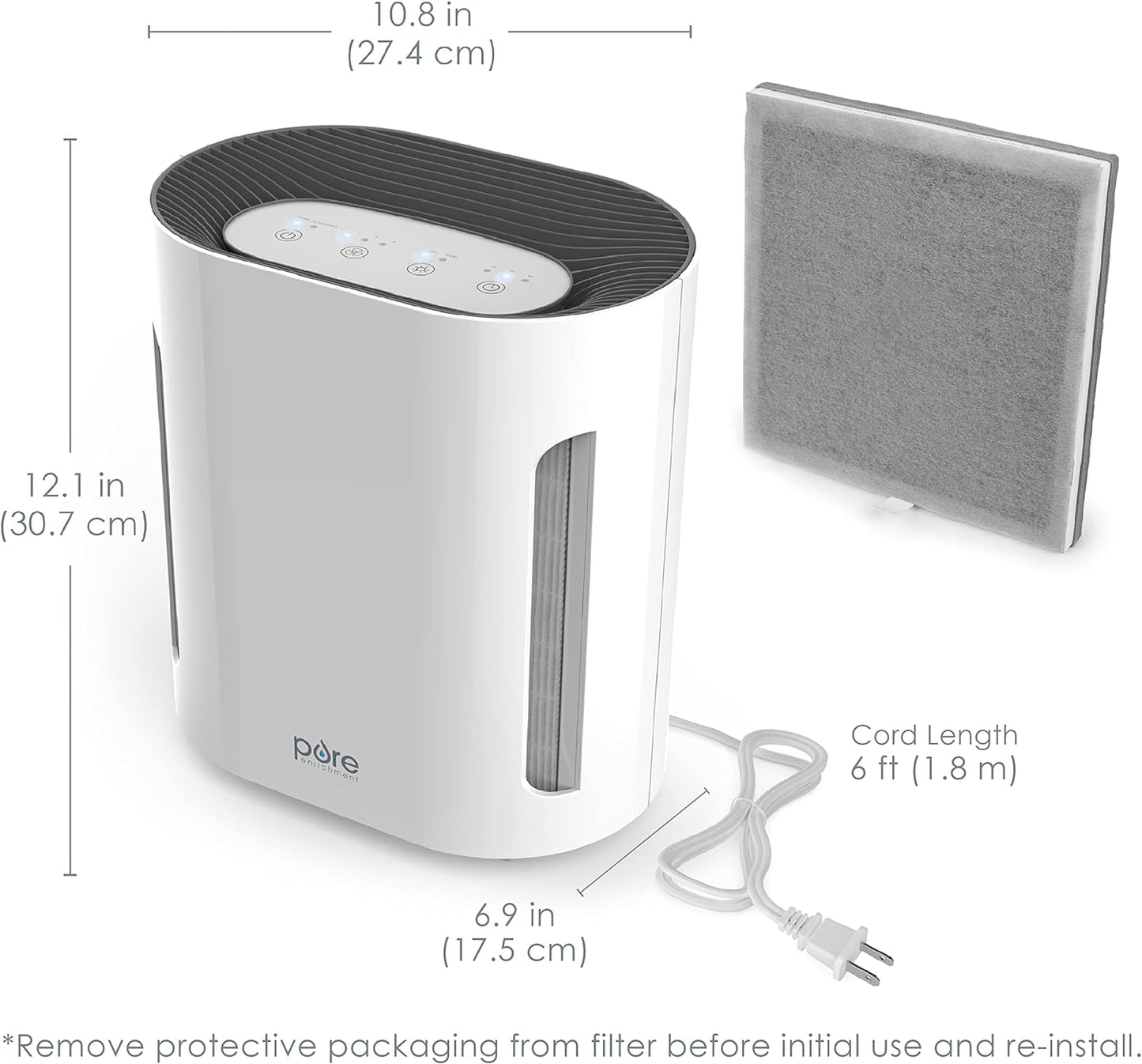 Pure Enrichment PureZone 3-in-1 Air Purifier Bundle with True HEPA Replacement Filter - True HEPA Filter & UV-C Cleans Air, Helps Alleviate Allergies, Removes Pet Hair, Smoke & More