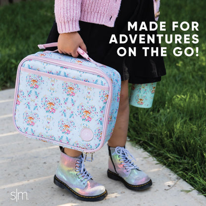 Simple Modern Kids Lunch Box for Toddler | Reusable Insulated Bag for Girls | Meal Containers for School with Exterior and Interior Pockets | Hadley Collection | Unicorn Fields