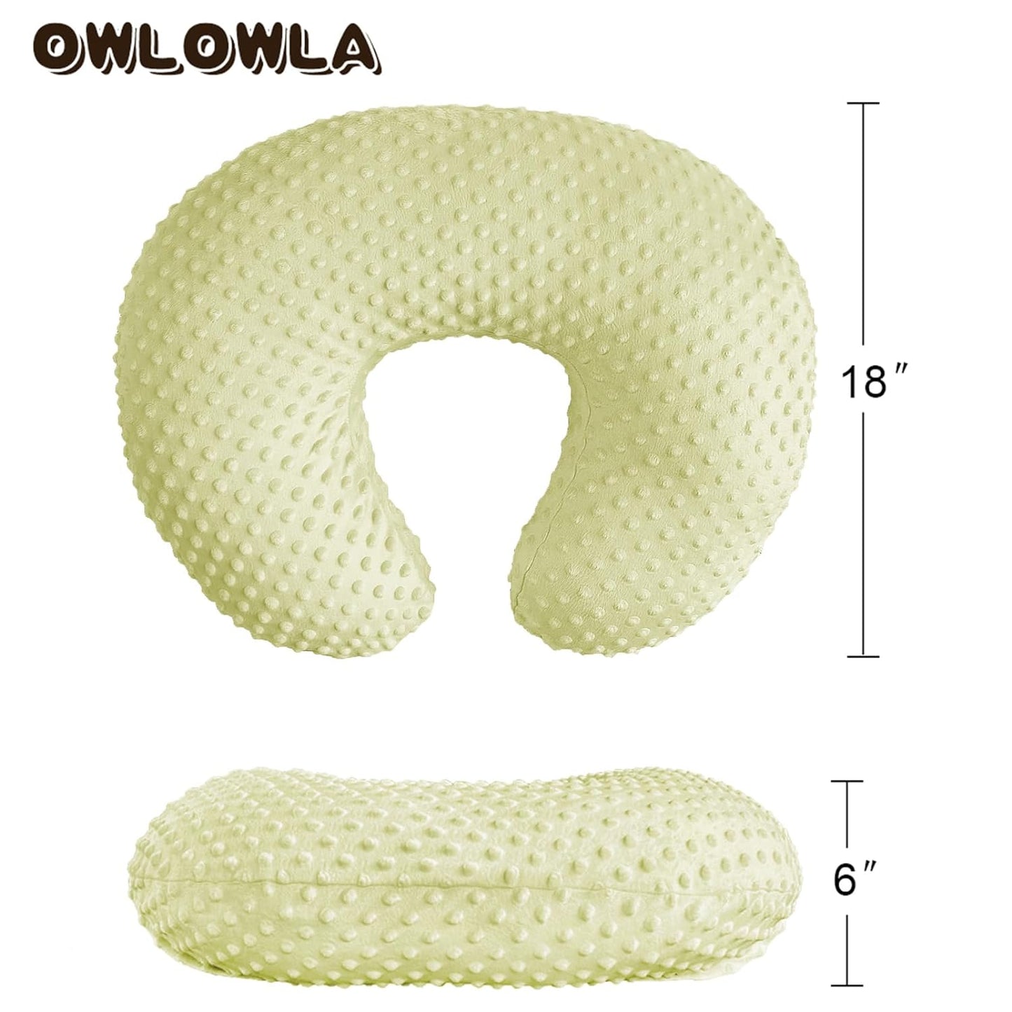 OWLOWLA 2Pack Nursing Pillow Covers Set White&Khaki Breastfeeding Pillow Slipcover Fits Naked Nursing Pillow for Baby Boy Girl(White/Khaki)