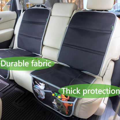 Car Seat Protector for Child Car Seat 2 Pack Large Auto Seat Protectors Mat Under Baby Child Car Seat Durable 600D Fabric with Storage Pockets