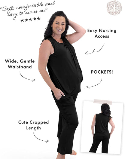 Kindred Bravely Tulip Hem Maternity & Nursing Pajamas | Tank Top Nursing Pajama Set for Women