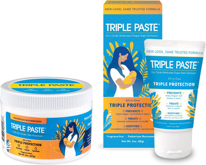 Triple Paste Diaper Rash Cream for Baby - 16 Oz Tub - Zinc Oxide Ointment Treats, Soothes and Prevents Diaper Rash - Pediatrician-Recommended Hypoallergenic Formula with Soothing Botanicals