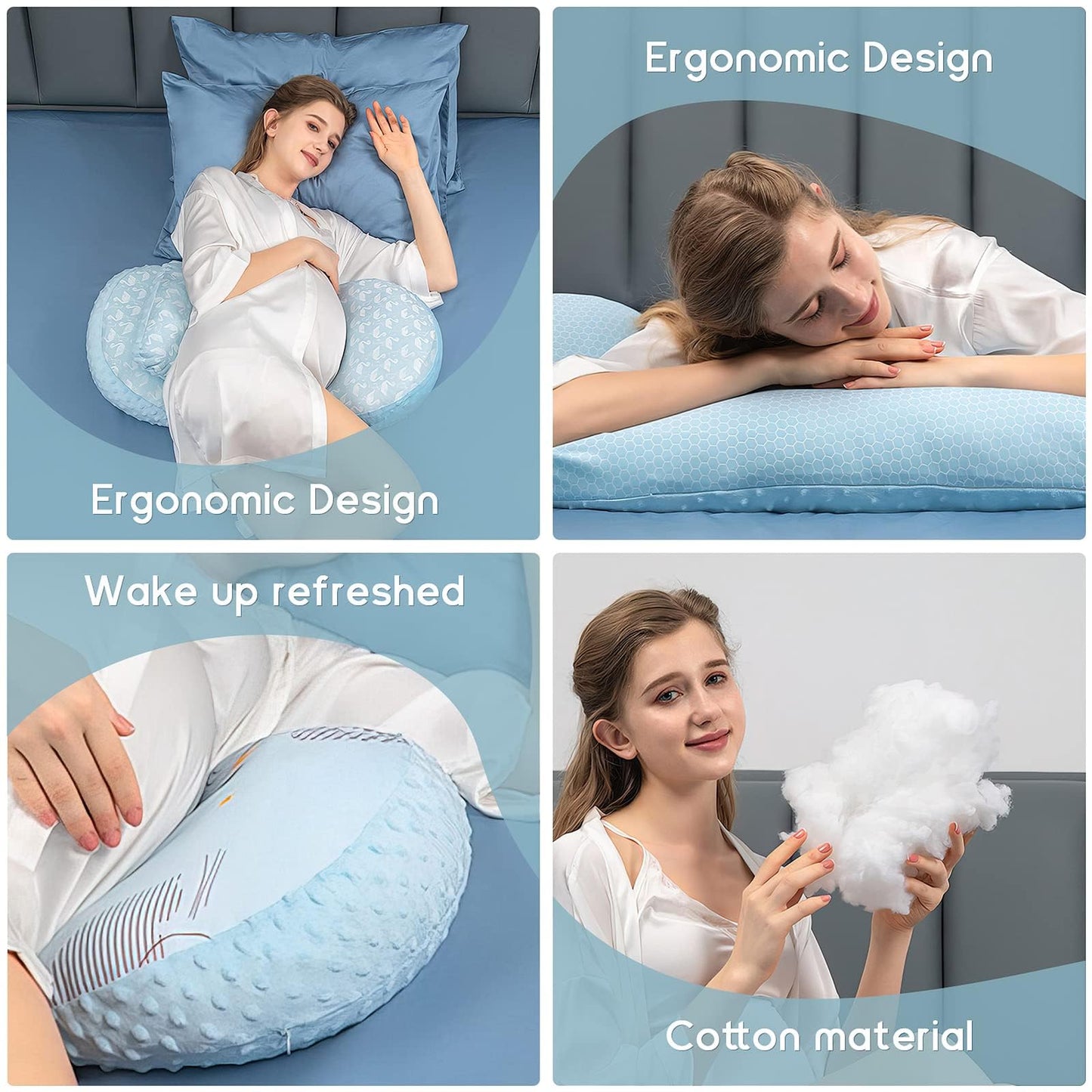Busarilar Pregnancy Pillows for Sleeping, Maternity Pillow, Pregnancy Body Pillow Support for Back, Legs, Belly, Hips of Pregnant Women, Detachable and Adjustable with Pillow Cover (Pinky, Small)