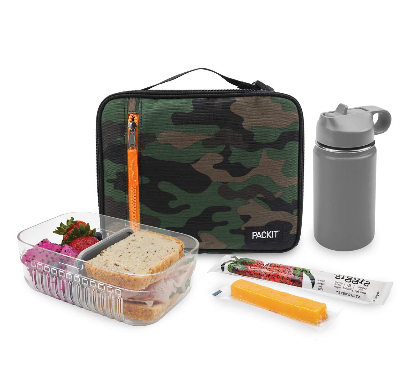 PackIt Freezable Classic Lunch Box, Rainbow Sky, Built with EcoFreeze Technology, Collapsible, Reusable, Zip Closure With Zip Front Pocket and Buckle Handle, Perfect for School Lunches