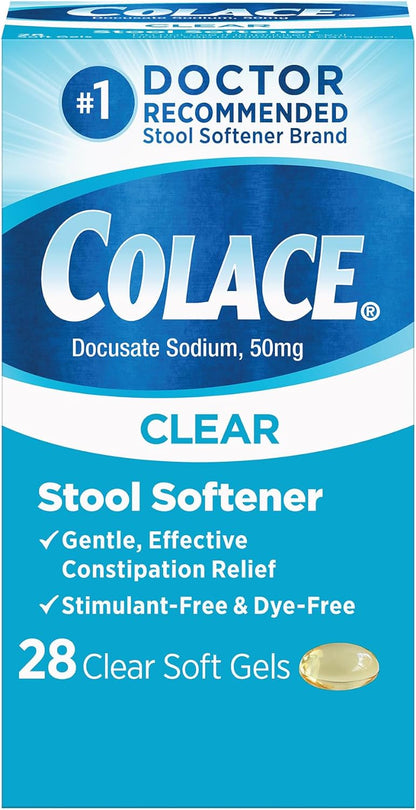 Colace Regular Strength Stool Softener 100 mg Capsules 60 Count Docusate Sodium Stool Softener for Gentle Dependable Relief
