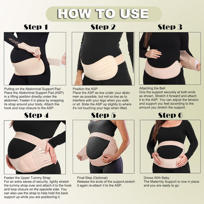Pregnancy Belly Support Band Maternity Belt Back Support Belly Bands for Pregnant Women Lightweight Belly Band Back Brace Pregnancy Belly Support Pregnancy Must Haves for Pregnant Women,Black,Medium