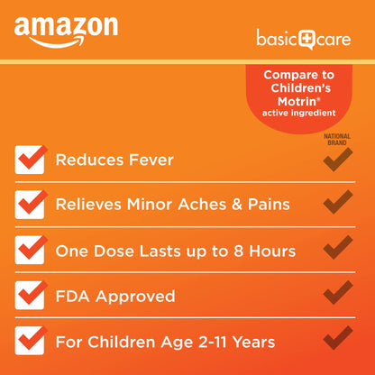Amazon Basic Care Children's Ibuprofen Chewable Tablets 100 mg, Grape Flavor, Pain Reliever and Fever Reducer (NSAID), For Sore Throat, Toothache, Headache Relief and More, 24 Count