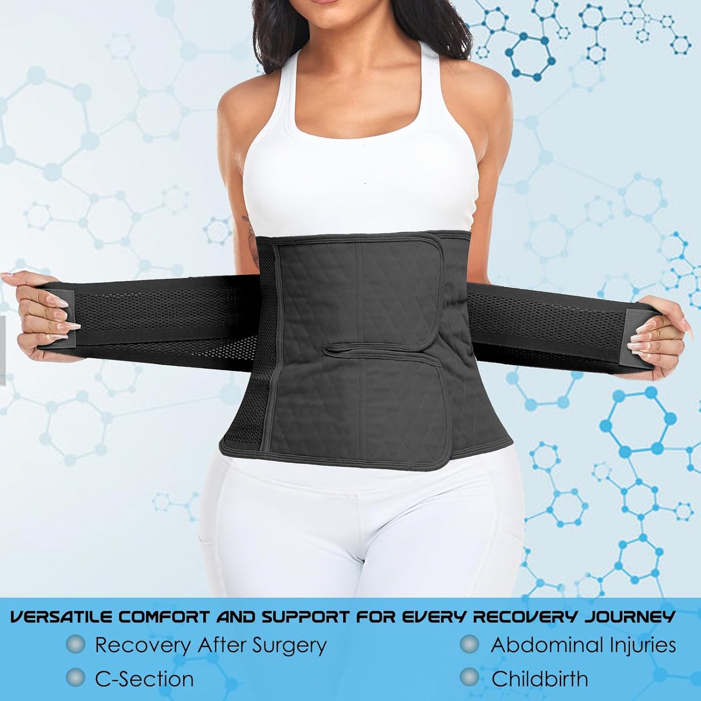 Postpartum Belly Band Support Recovery Wrap, Postpartum Essentials After Birth Brace, Slimming Girdles, Body Shaper Waist Shapewear, Post Surgery Pregnancy Belly Support Band (Large, 1-Black)