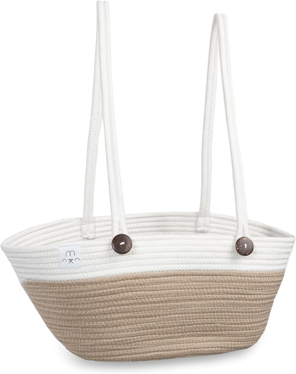 Natemia Rope Storage Basket- Nursery Bin and Toy Organizer (15”x15”x14”), Laundry Basket, Basket for Towels, Pillows and Blankets, Perfect Baby Registry Gift