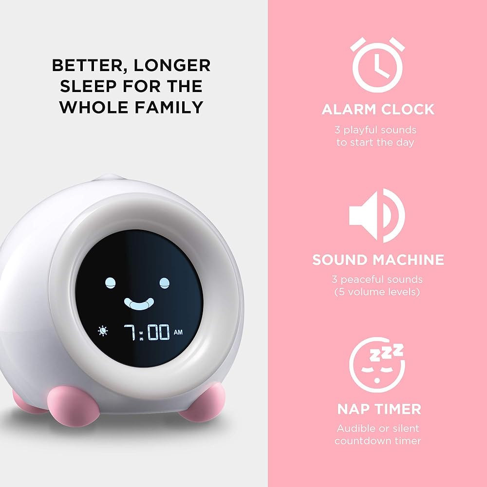 LittleHippo Mella: Ready to Rise Children's Sleep Trainer, Night Light, Sound Machine and OK to Wake Alarm Clock for Toddlers and Kids - Arctic Blue