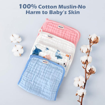 Maliton Muslin Baby Burp Cloths 6 Pack Large 20''x10'' 100% Cotton Burp Rags Absorbent and Soft 6 Layers Muslin Cloth Baby Essentials for Newborn(Animals and Cars, Pack of 6)