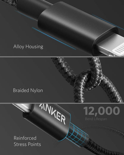USB C to Lightning Cable, Anker New Nylon Charging Cord [10ft MFi Certified] for iPhone 13 13 Pro 12 Pro Max 12 11 X XS XR 8 Plus, AirPods Pro, Supports Power Delivery (Black)