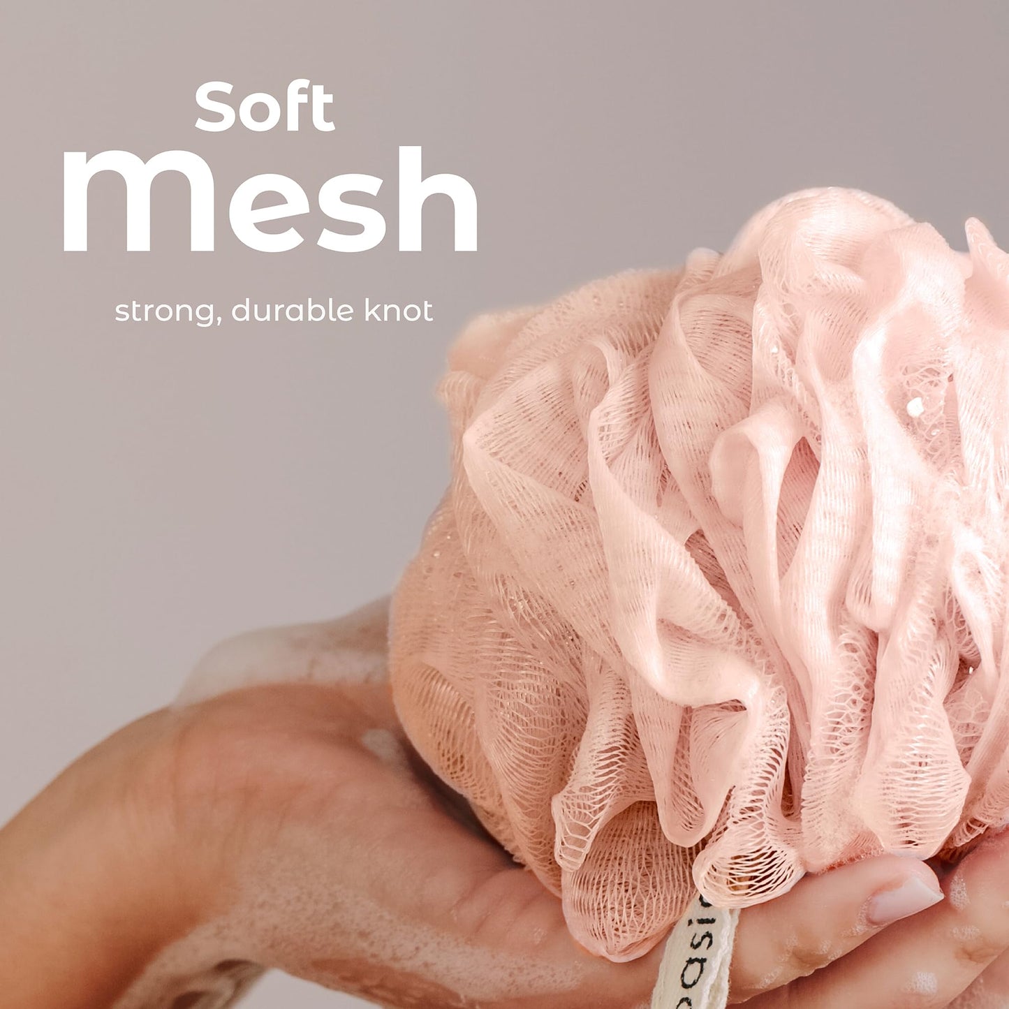 MainBasics Bath Shower Loofah Sponge Pouf Body Scrubber Exfoliator Body Wash Sponge (Set of 3, Airy Blossom)