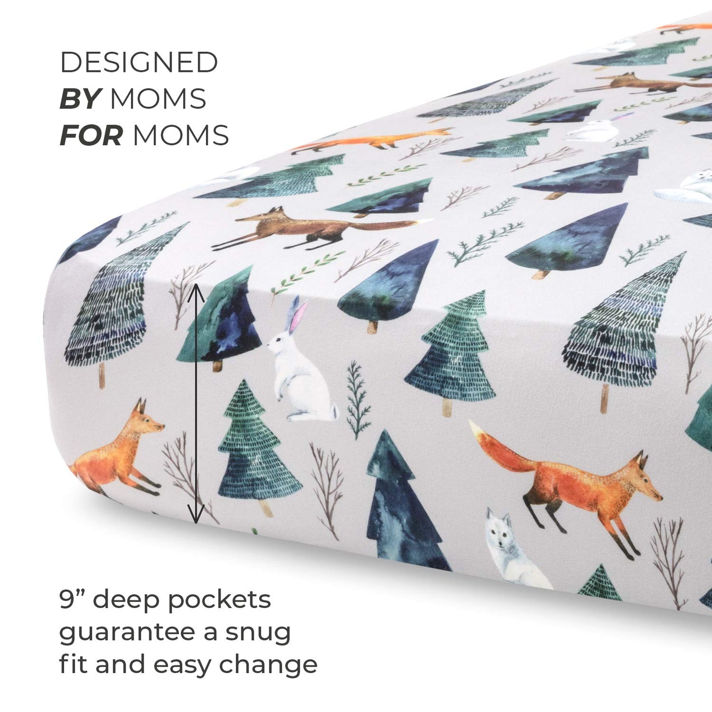 Pobi Baby - 2 Pack Premium Quality Changing Pad Cover - Ultra-Soft Cotton Blend, Stylish Animal Woodland Pattern, Safe and Snug for Baby (Magical)