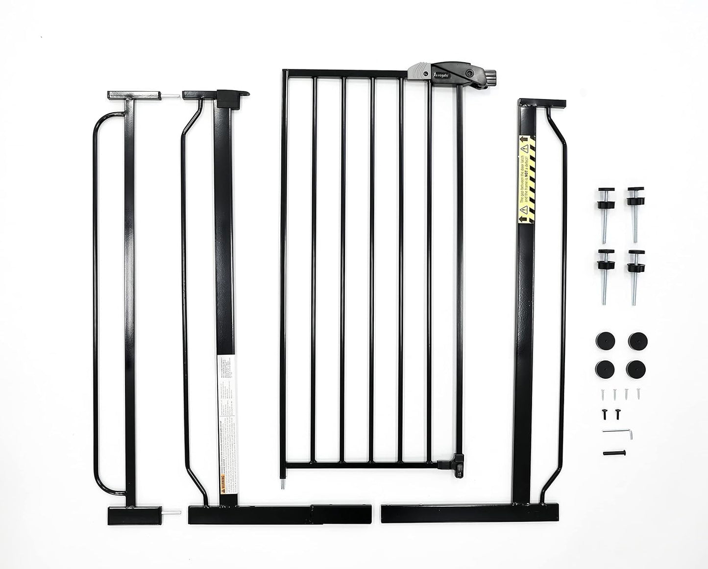 Regalo Easy Step Extra Tall Walk Thru Baby Gate, Bonus Kit, Includes 4-Inch Extension Kit, Pressure Mount Kit and Wall Cups and Mounting Kit, Black, 4 Count (Pack of 1)