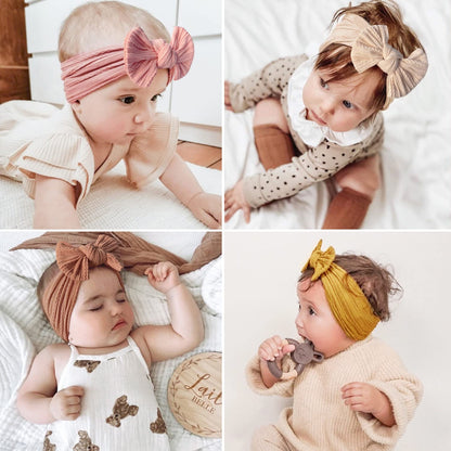 Niceye Handmade Baby Headbands Soft Stretchy Nylon Hair Bands with Bows for Newborn Infant Baby Toddler Girls- Pack of 6