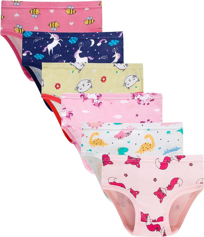 Finihen Toddler Girls Cotton Underwear Cute Print Briefs Little girls Panties Soft Multipacks