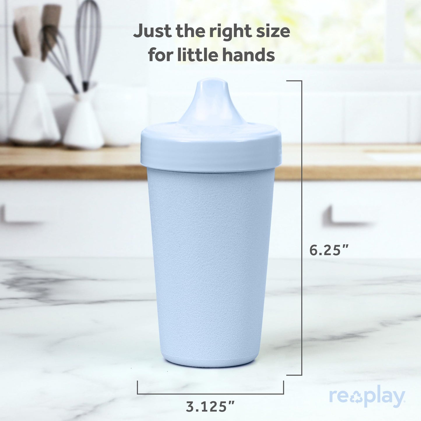 Re Play Made in USA 10 Oz. Sippy Cups for Toddlers (4-pack) Spill Proof Sippy Cup for 1+ Year Old - Dishwasher/Microwave Safe - Hard Spout Kids Cups with Lid 3.13" x 6.25" (Modern Mint)