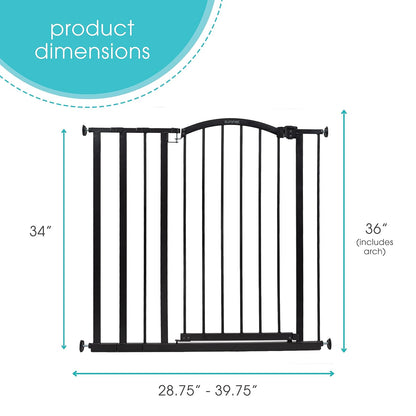 Summer Infant Extra Tall Decor Pet and Baby Gate, 28.75" - 39.75" Wide, 36" Tall, Pressure or Hardware Mount, Install In-between Rooms, Doorways & Stairways, Walk-Through Safety Gate, Black