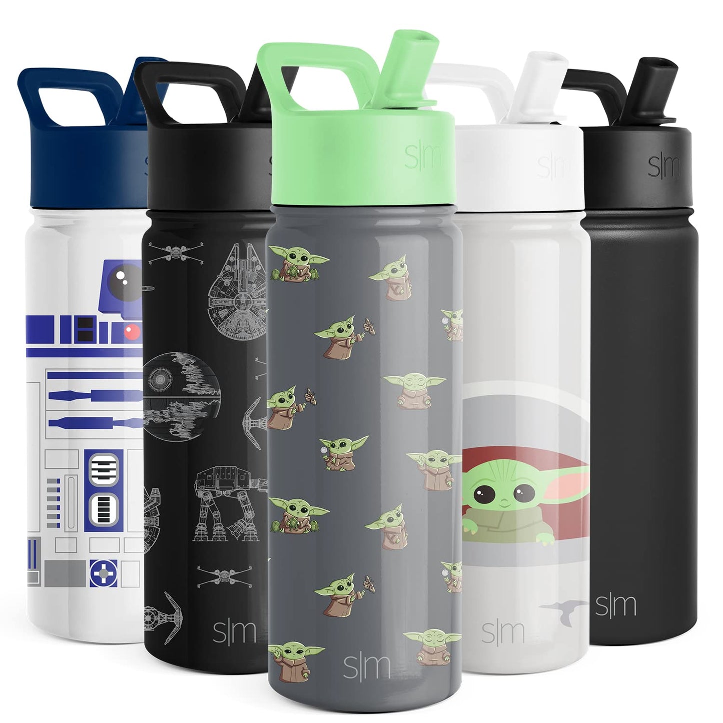 Simple Modern Star Wars Baby Yoda Grogu Water Bottle for Kids | Reusable Cup with Straw Lid Insulated Stainless SteelTumbler Gifts for Toddlers Boys | Summit Collection | 18oz R2D2