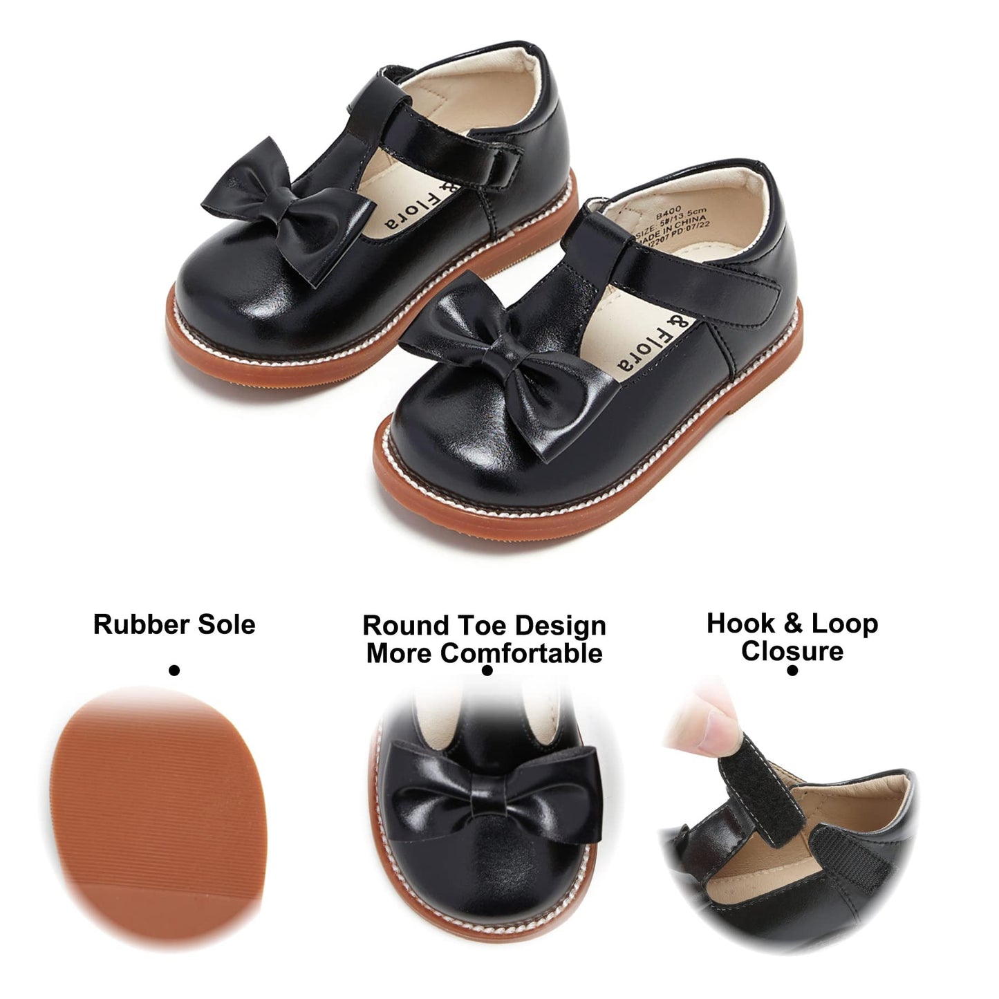 Felix & Flora Toddler Little Girl Brown Mary Jane Dress Shoes - Ballet Flats for Easter Flower Girl Party School Shoes（Brown,5 Toddler