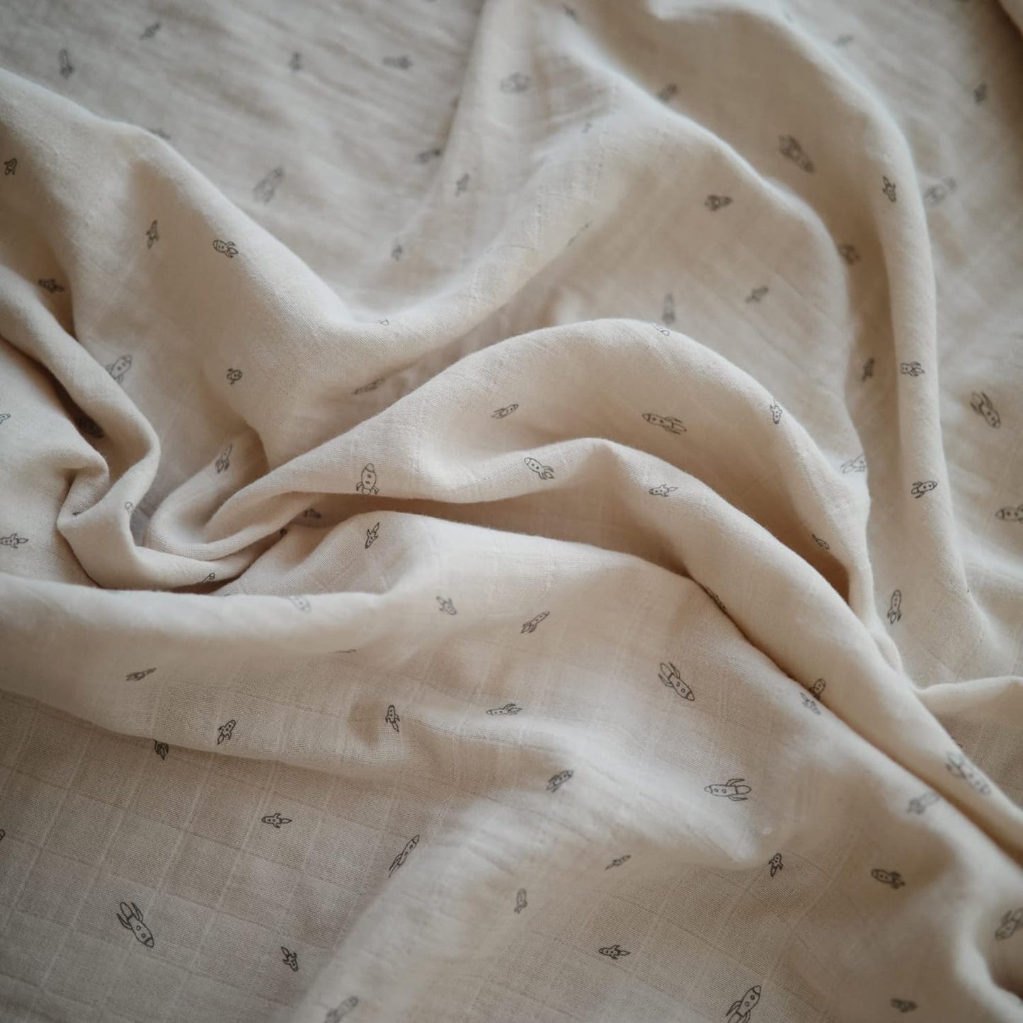 mushie Muslin Baby Swaddle Blanket | 100% Organic Cotton (Retro Flowers)