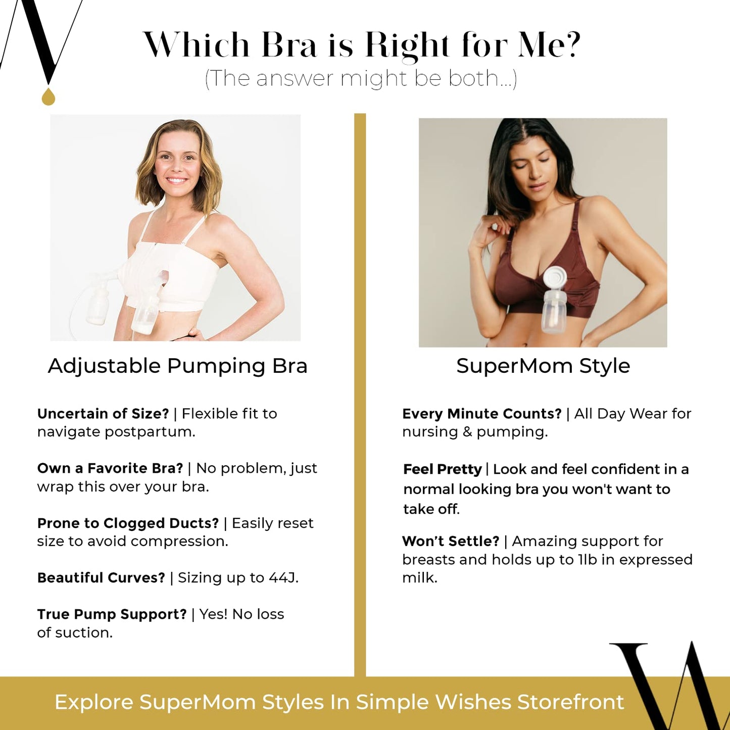 Simple Wishes Signature Hands Free Pumping Bra, Patented, Black, X-Small/Large