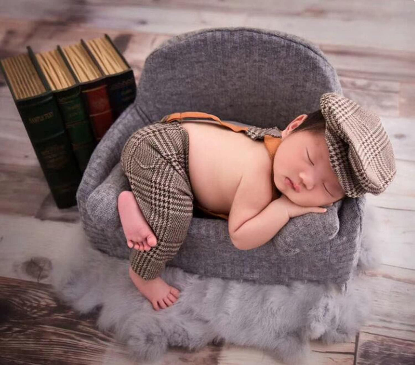 Ederafoto Newborn Photography Outfits Props Baby Photoshoots Costume Boy Photo Posing Lattice Suspender Pants Hats