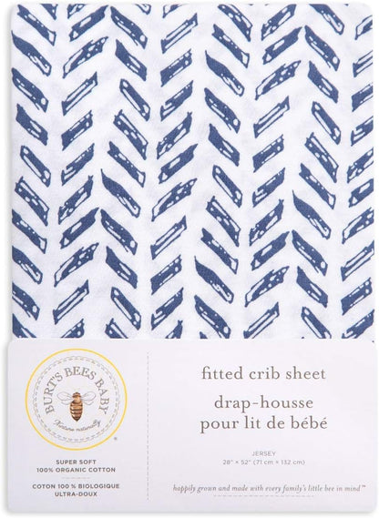 Burt's Bees Baby - Fitted Crib Sheet, Boys & Unisex 100% Organic Cotton Crib Sheet for Standard Crib and Toddler Mattresses (Hello Moon!) 28x52 Inch (Pack of 1)